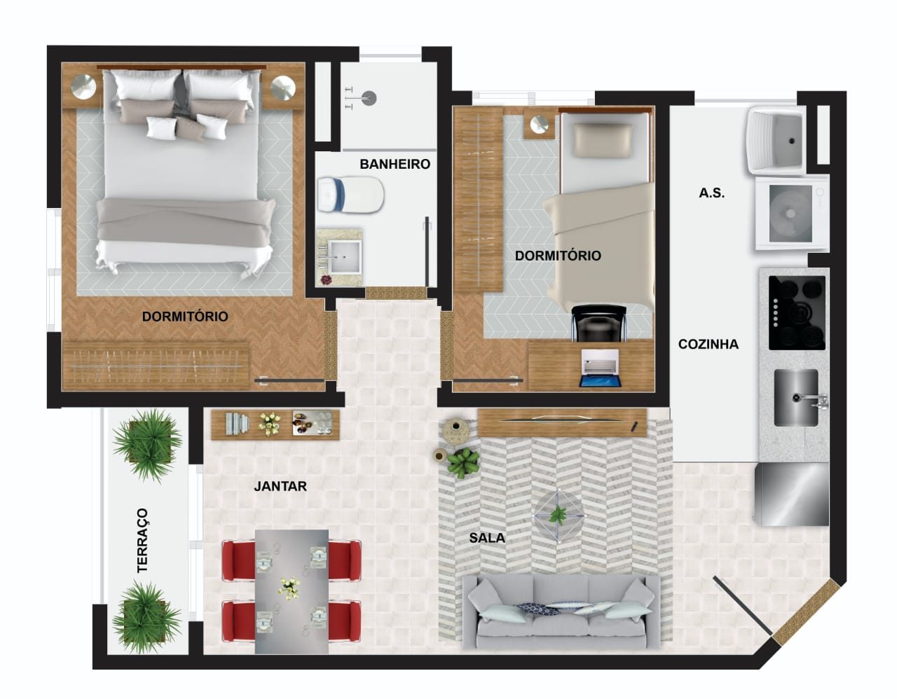 Apartamento 2 dormitórios próximo Shopping Maia